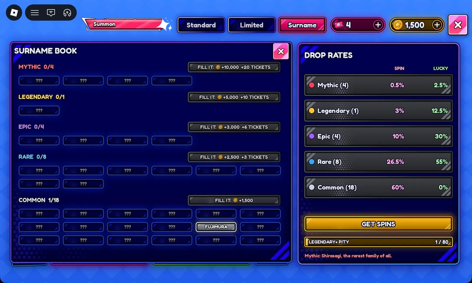 Bey Rivals Surname Book: 35 families, fill a rarity for rewards up to 10,000 BP and 20 Spin Tickets for all 4 Mythics